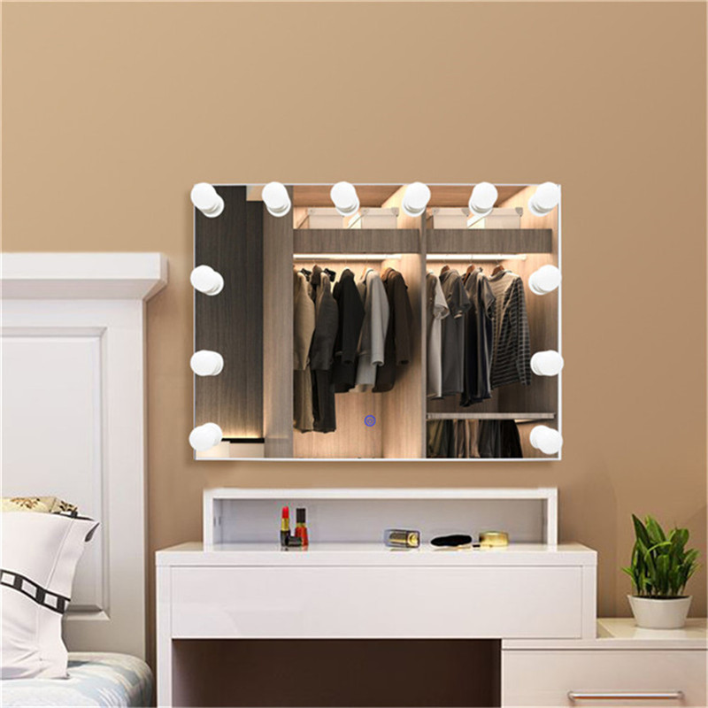 Wall-montat birou de vanitate cu lumini hollywood oglindă dimmable /Oglindă cu bulbi înlocuibilă