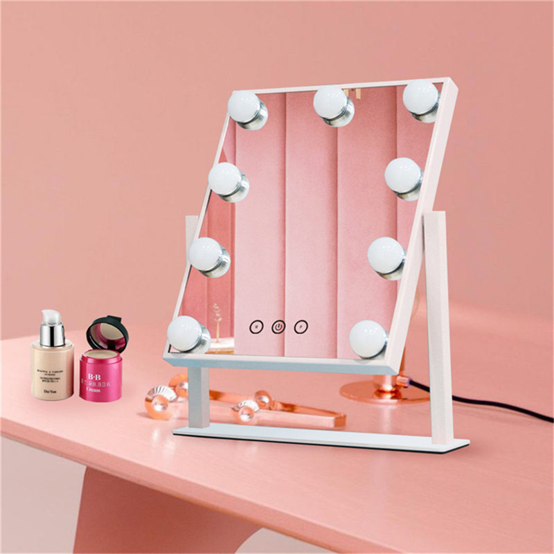 Touch Control Dimmable Brightness 360 Rotting Vanity Make Hollywood Mirror cu 12 LED Bulbs